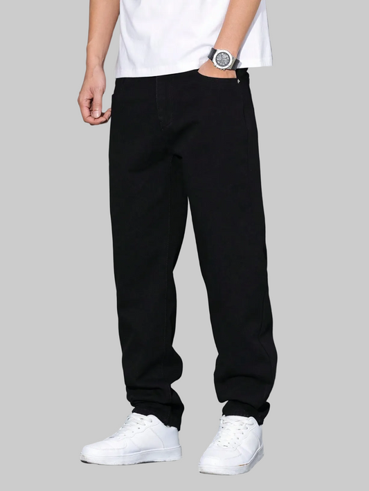 Herren Jeans im einfachen Stil, lässig, einfarbig für den Alltag