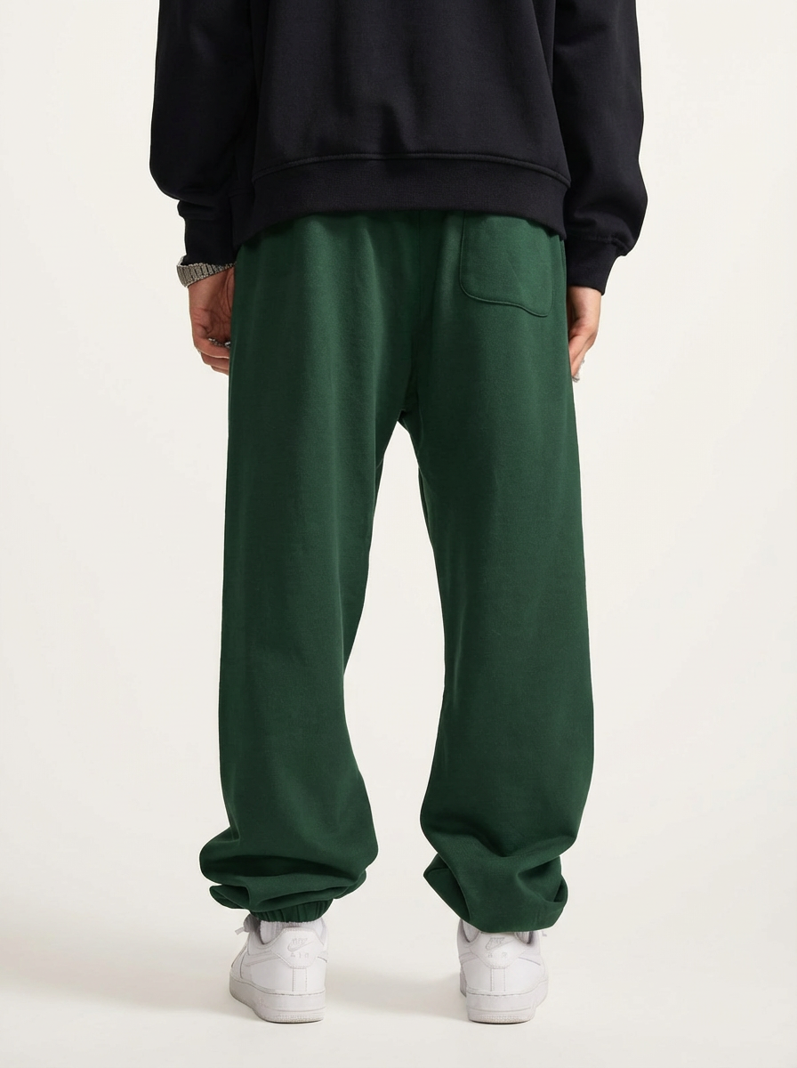 Apollo heavyweight cotton sweatpants in green by Apollo Moda, view 4