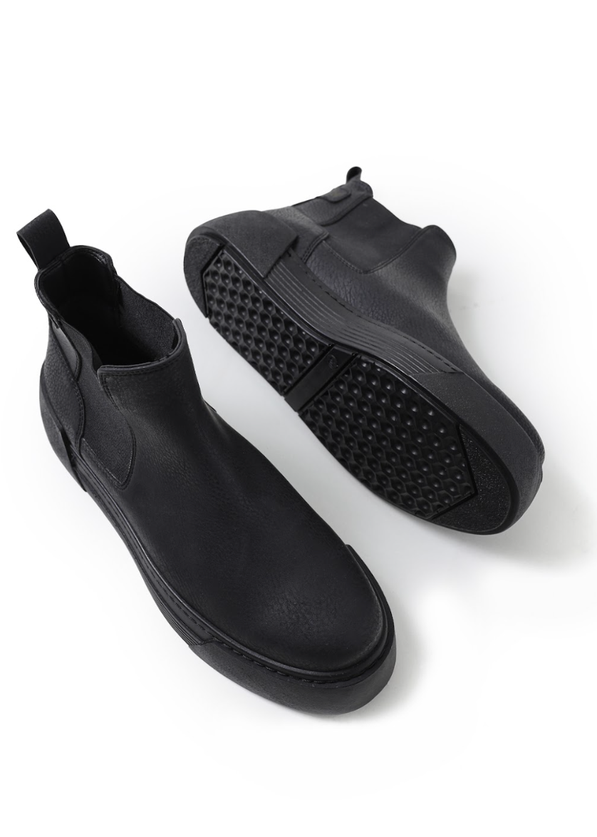 Avalon Onyx Chelsea boot in matte black by Apollo Moda, view 4