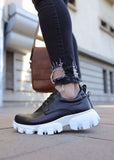 Cancun casual sneaker in black and white by Apollo Moda, view 3