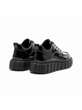 Apollo Moda men's Vega Obsidian black patent sneaker with white chunky sole, fourth angle