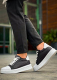 Men's Titan Frost by Apollo Moda, black and white sneaker in technical fabric and vegan leather, second angle