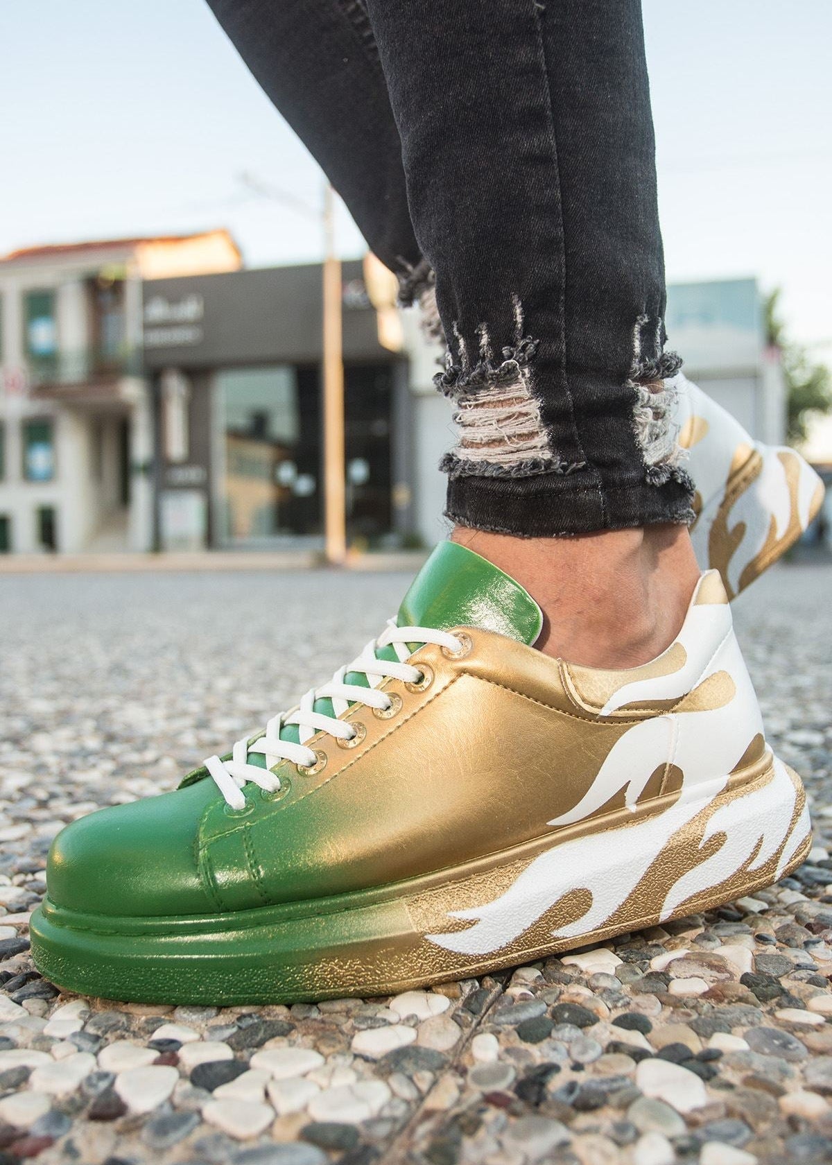 Hand-Painted Customized Sneakers for Men by Apollo Moda | Kinetic Vibe: Dynamic Vibe