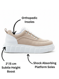 Vega Ivory beige and white chunky platform sneaker by Apollo Moda, sixth angle