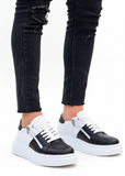 Altair Sage white and black elevating sneaker by Apollo Moda, third angle