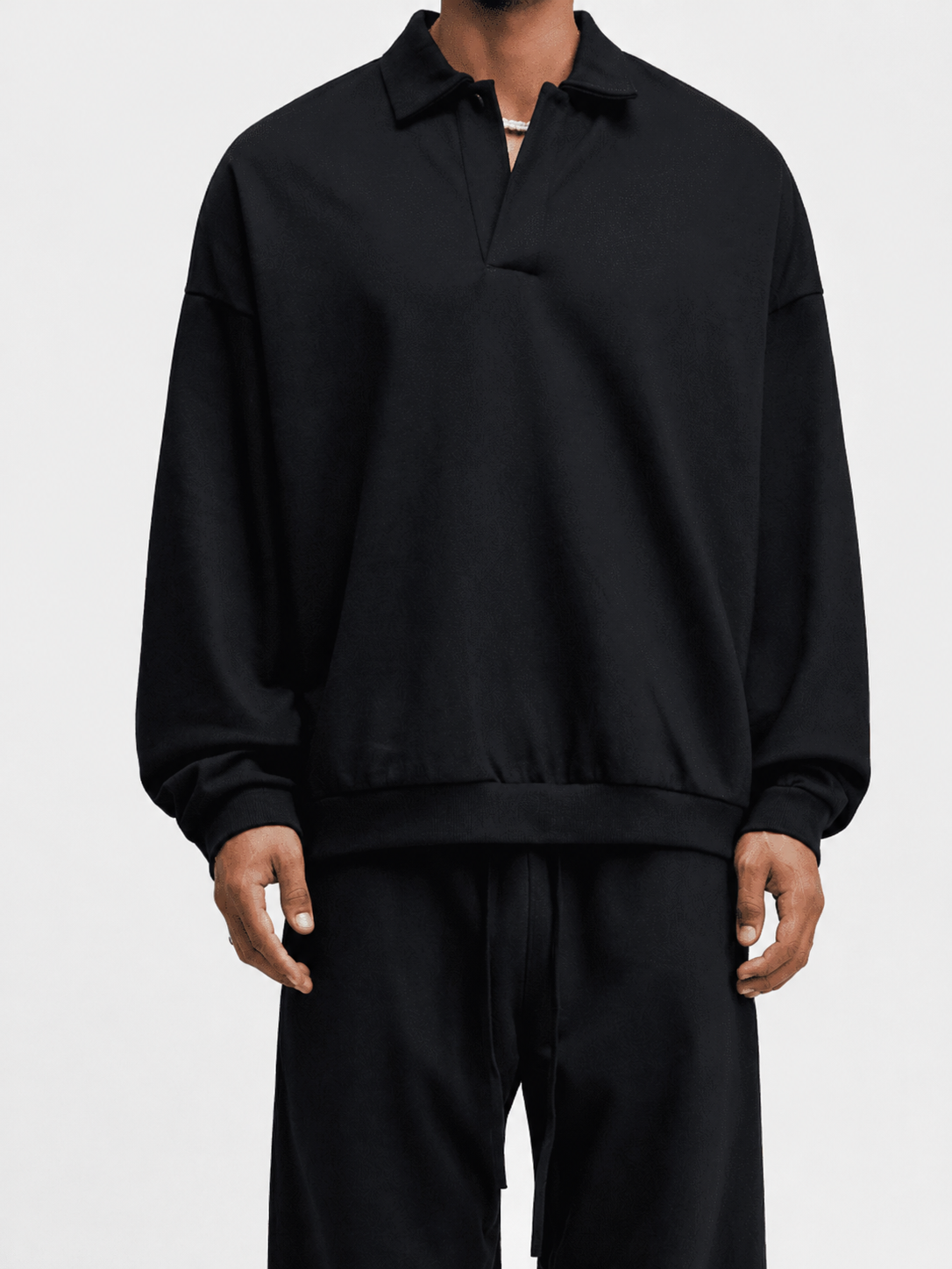 Oversize-Sweatshirt mit Polokragen und halber Knopfleiste