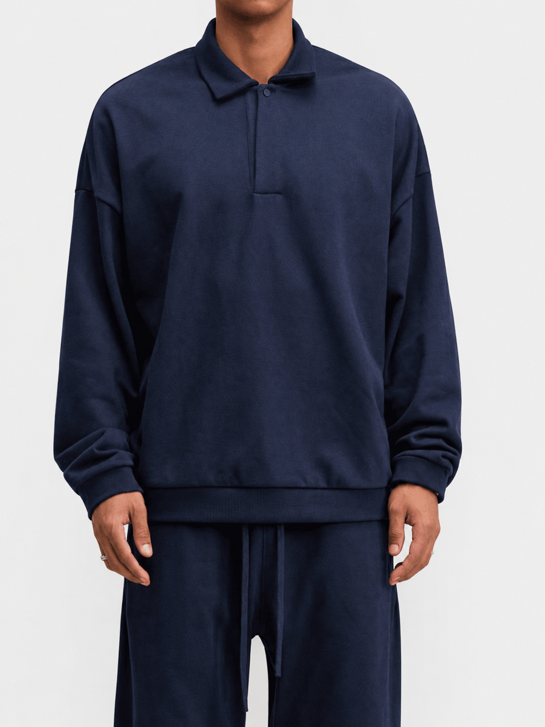 Oversize-Sweatshirt mit Polokragen und halber Knopfleiste