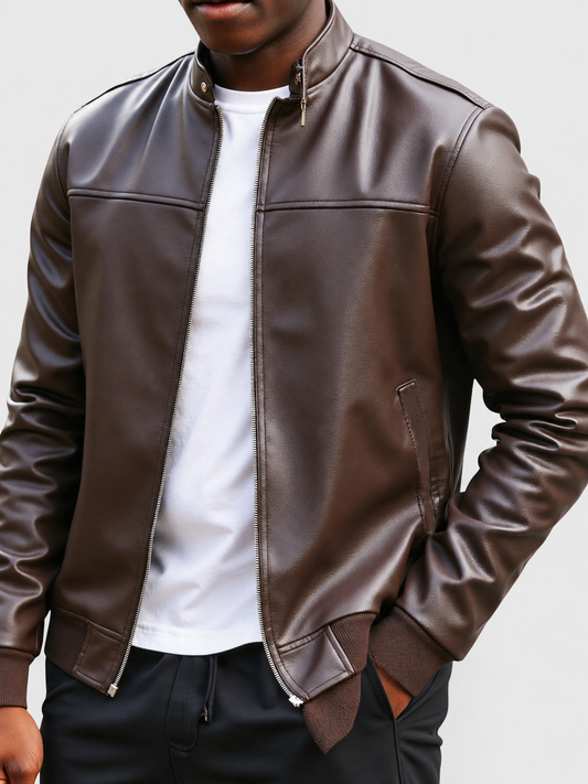 Herren Retro-Lederjacke aus PU