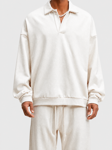 Oversize-Sweatshirt mit Polokragen und halber Knopfleiste
