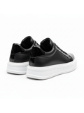 Apollo Moda men's Titan Axis glossy black lace-up sneaker, fourth angle