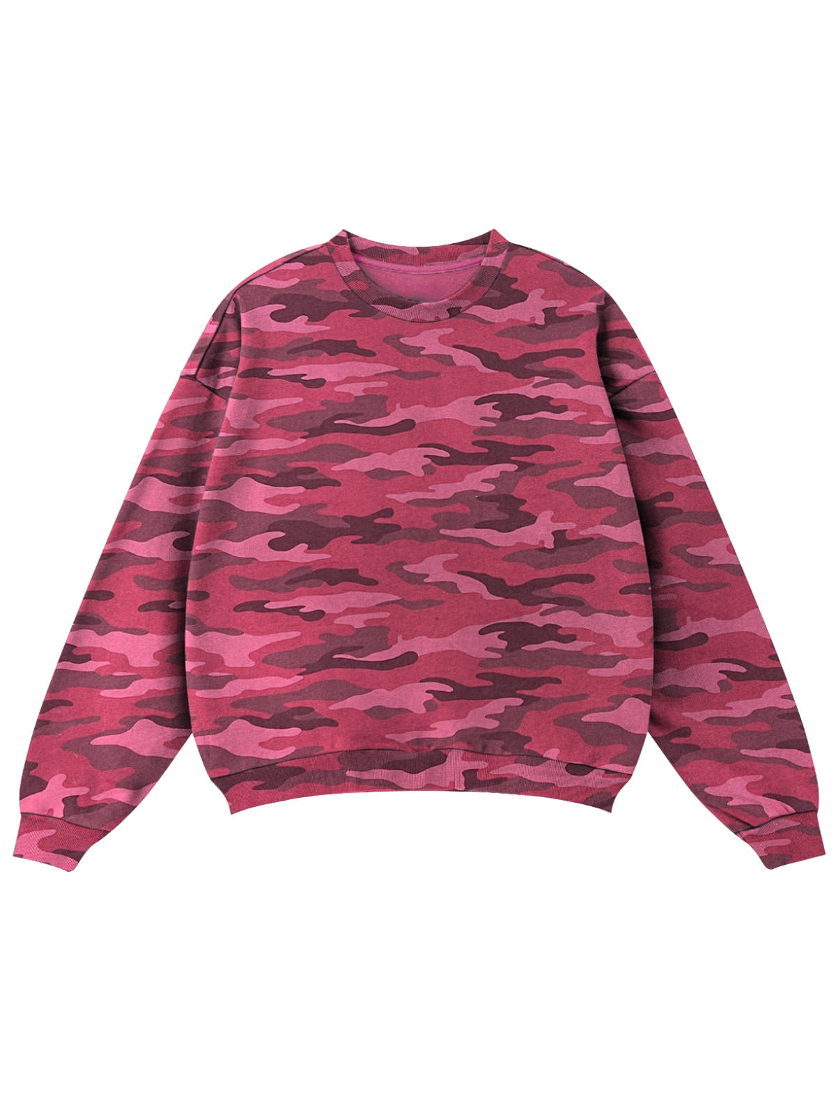 Rose Camo Print Oversized Crewneck Sweatshirt