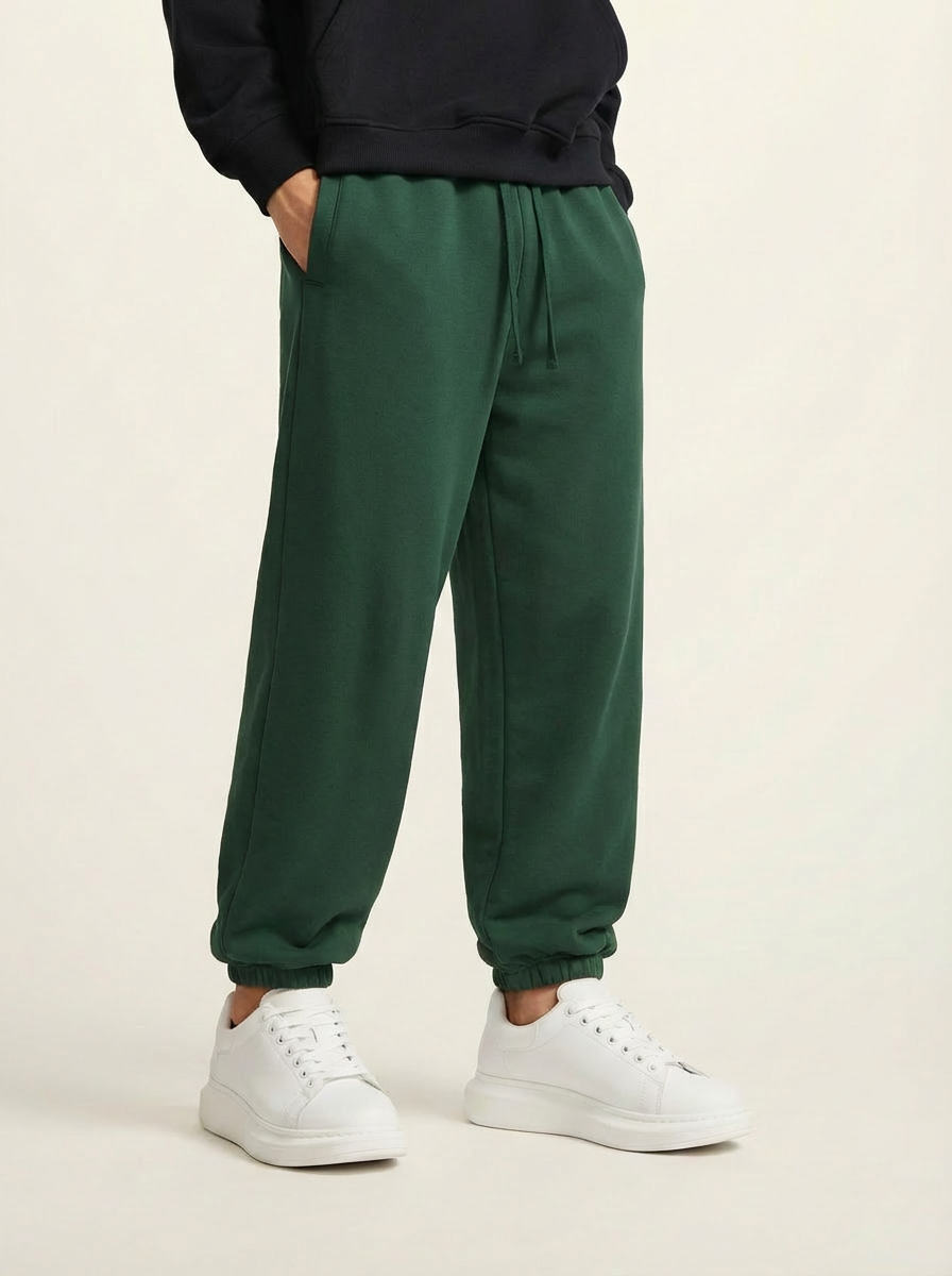 Apollo heavyweight cotton sweatpants in green by Apollo Moda, view 5