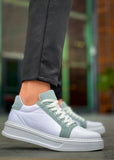 Titan Sage white and green casual sneaker by Apollo Moda, sixth angle
