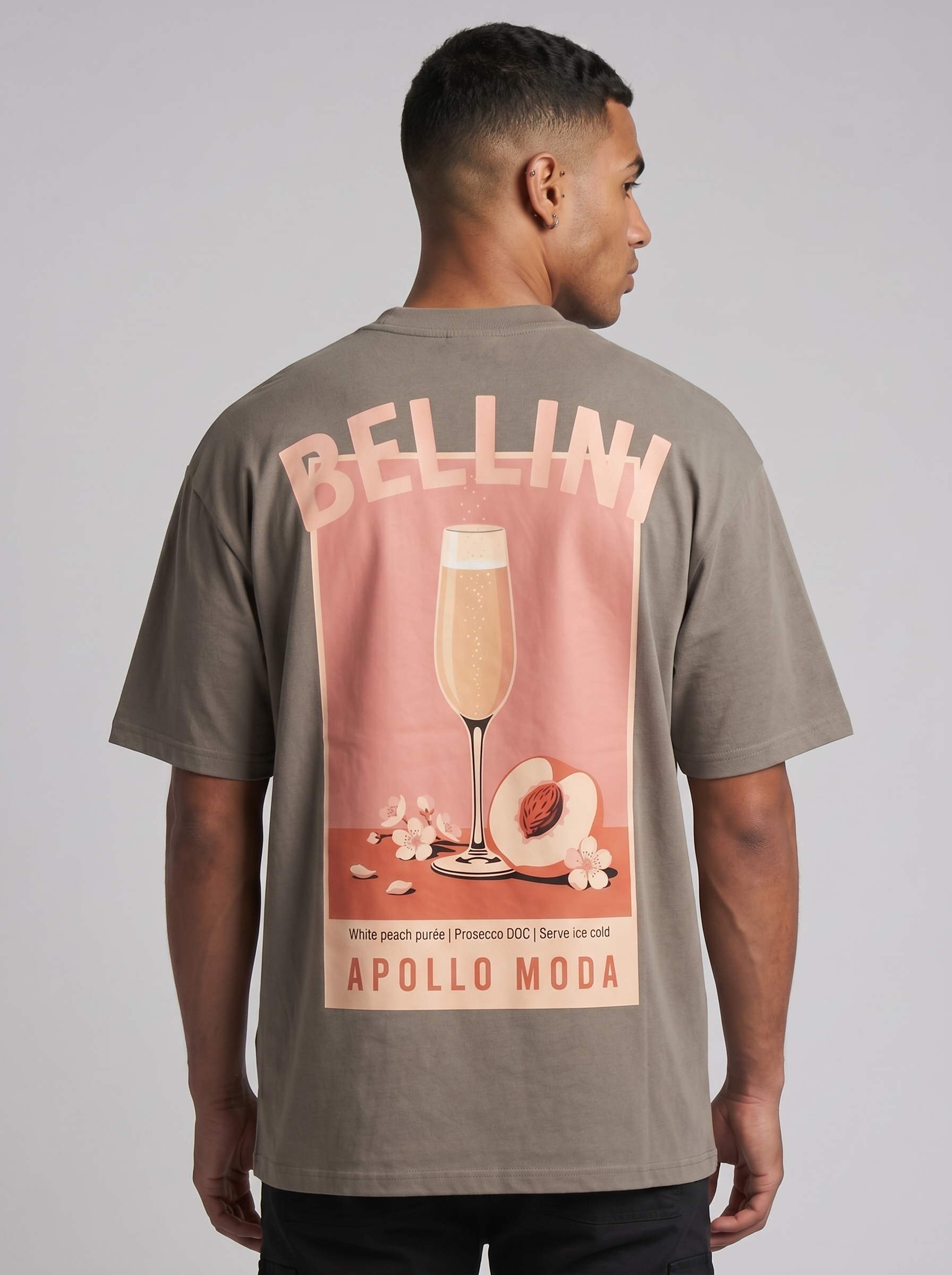 Bellini oversized heavyweight graphic tee in brown by Apollo Moda, main product view