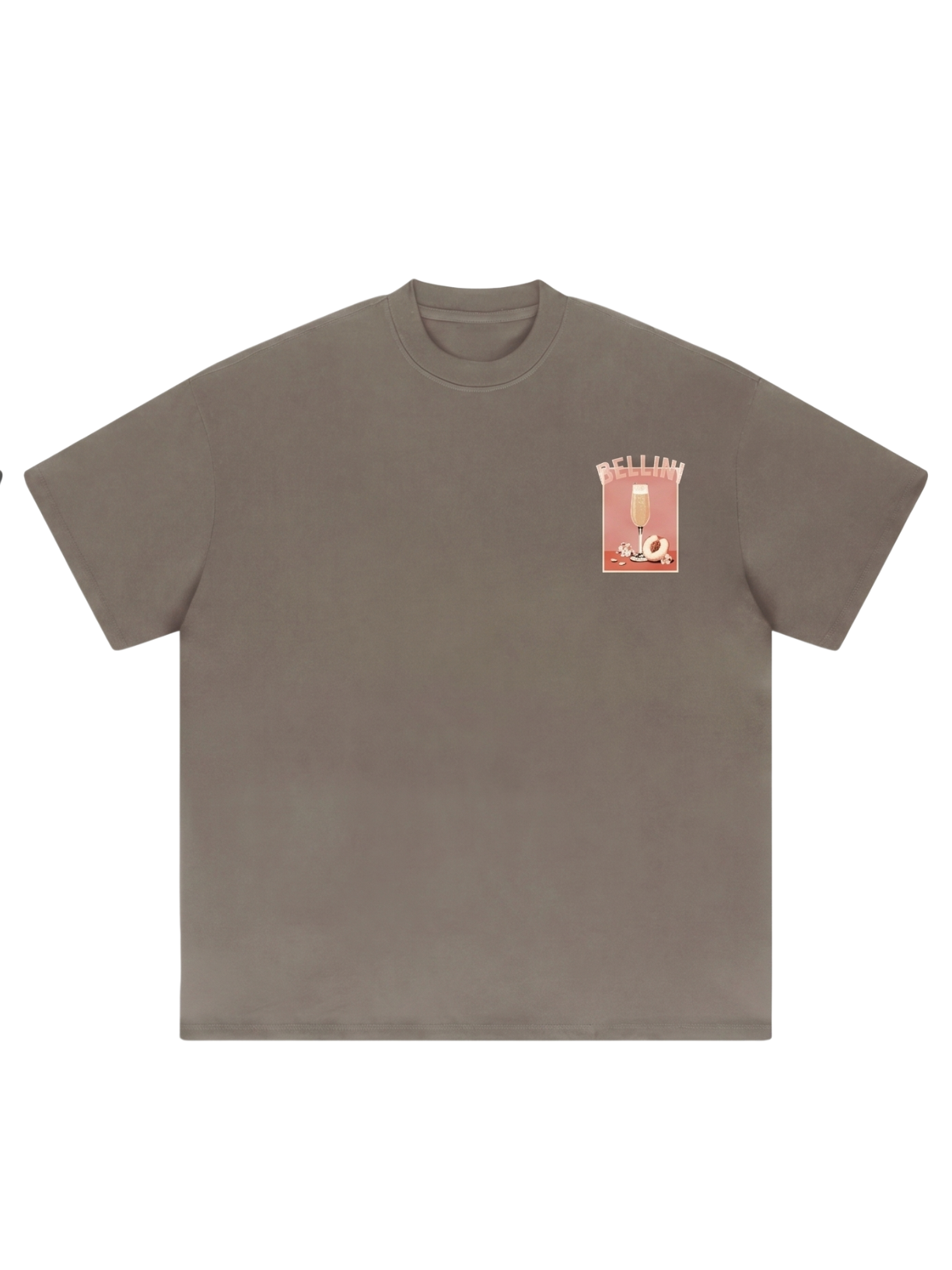 Bellini oversized heavyweight graphic tee in brown by Apollo Moda, view 3
