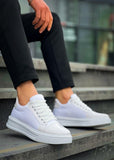 Men's Titan Arctic all-white sneaker with glossy accents by Apollo Moda, fifth angle