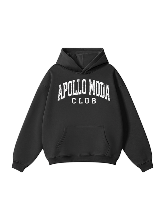 Club Collegiate oversized heavyweight hoodie in black by Apollo Moda, view 2