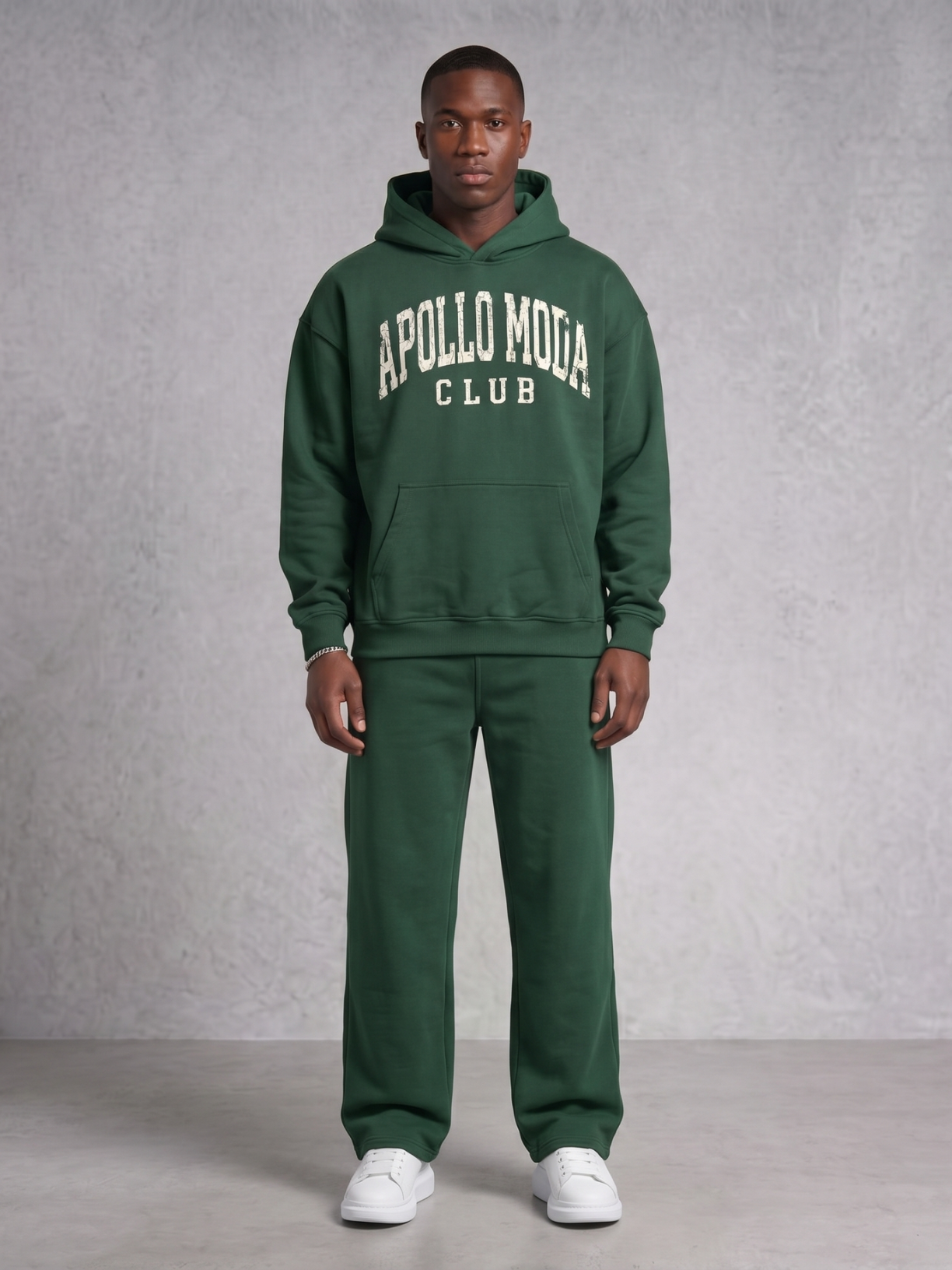 Club Collegiate oversized heavyweight hoodie in green by Apollo Moda, view 4