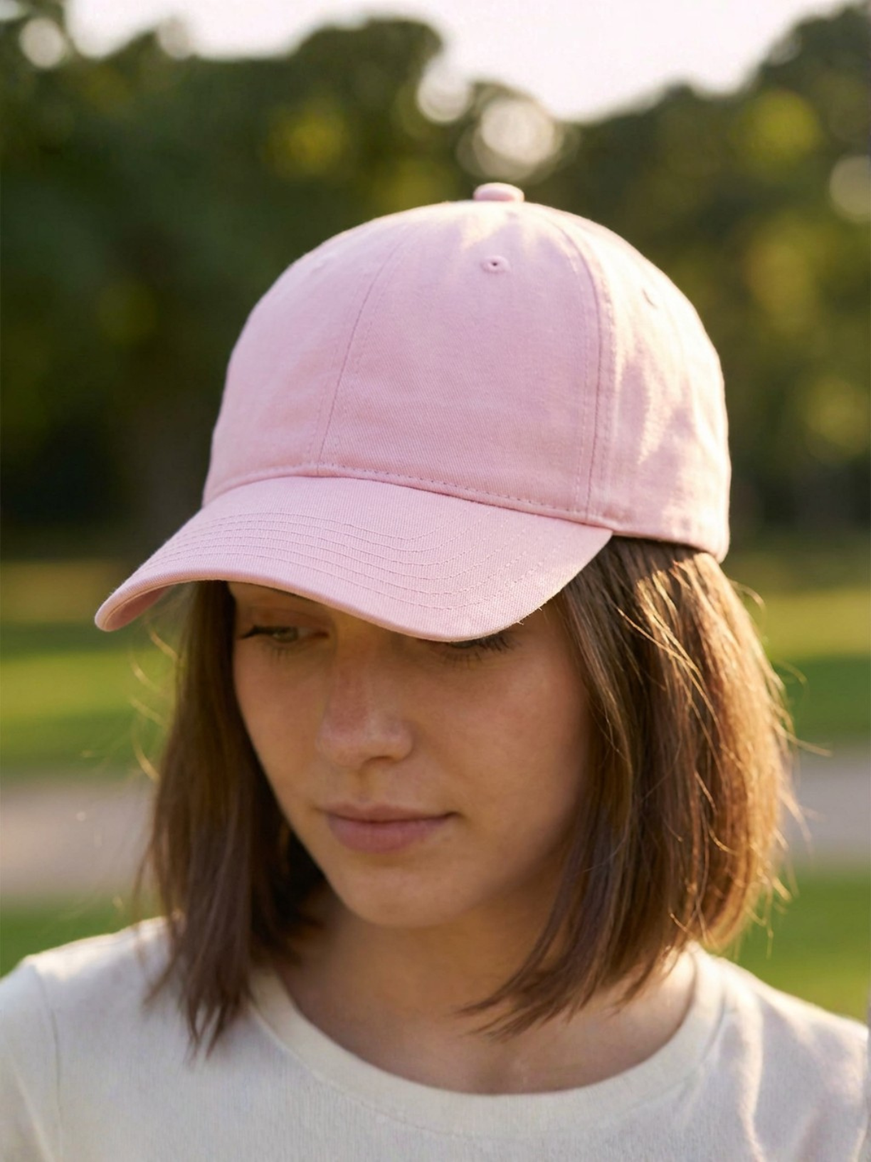 Cotton twill hat in blush rose by Apollo Moda, view 3