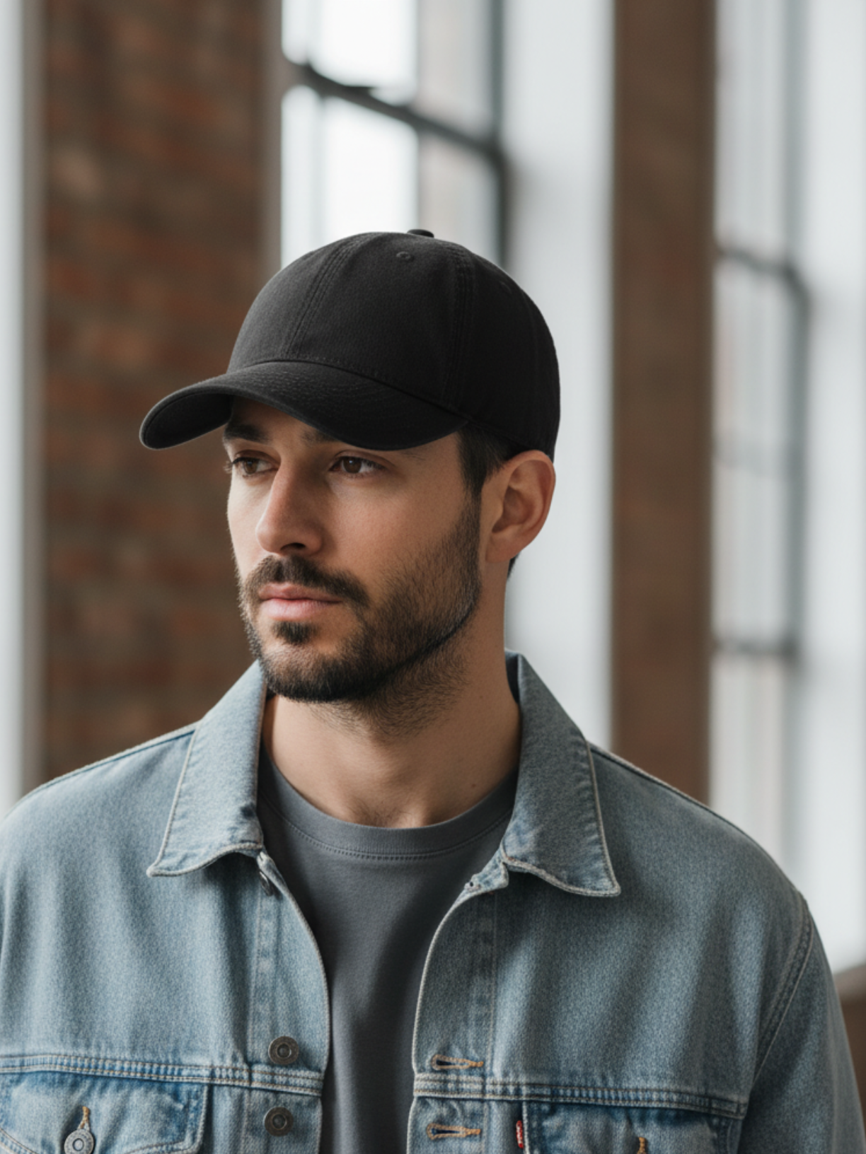 Cotton twill hat in midnight black by Apollo Moda, view 2
