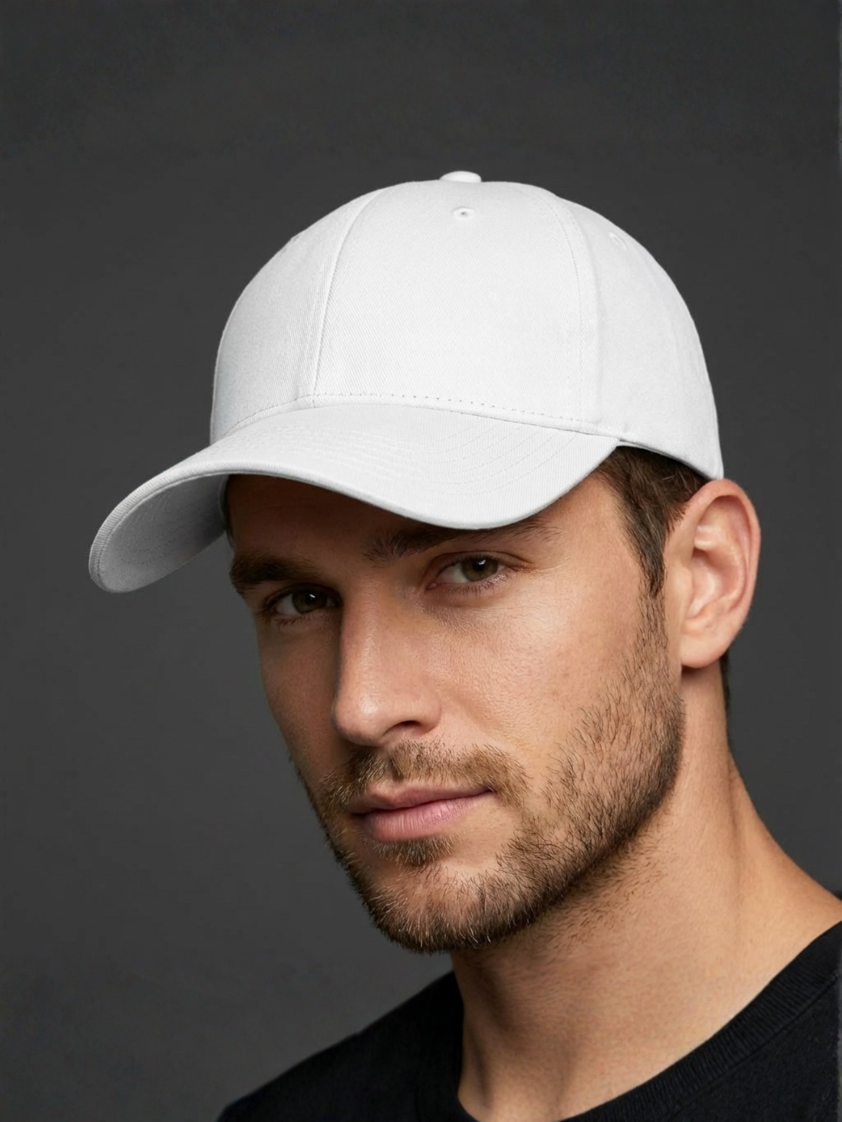 Cotton twill hat in pure white by Apollo Moda, view 2
