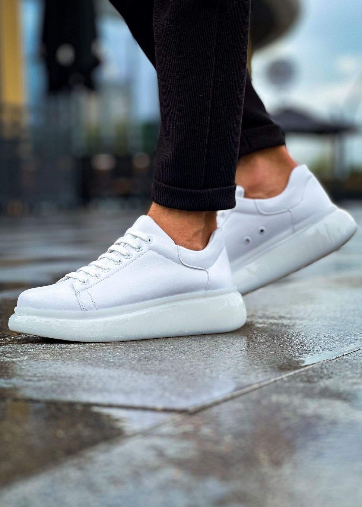 Stark Pure White casual sneaker in white by Apollo Moda, view 6