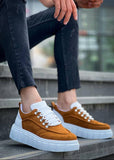 Men's Vega Terra by Apollo Moda, brown and white sneaker with elevating chunky sole, second angle