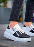 Men's Altair Sage by Apollo Moda, white and black colorblock sneaker with side zipper, second angle