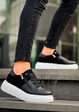 Altair Eclipse black elevating sneaker with side zipper by Apollo Moda, sixth angle